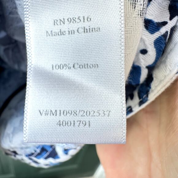 Coldwater Creek Sz 10 100% Cotton Blue and White Textured Jacket Casual Polished - Picture 7 of 7
